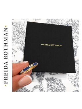 Freida Rothman 14k Gold over 925 Sterling Silver Blue Enamel CZ Stacking Ring